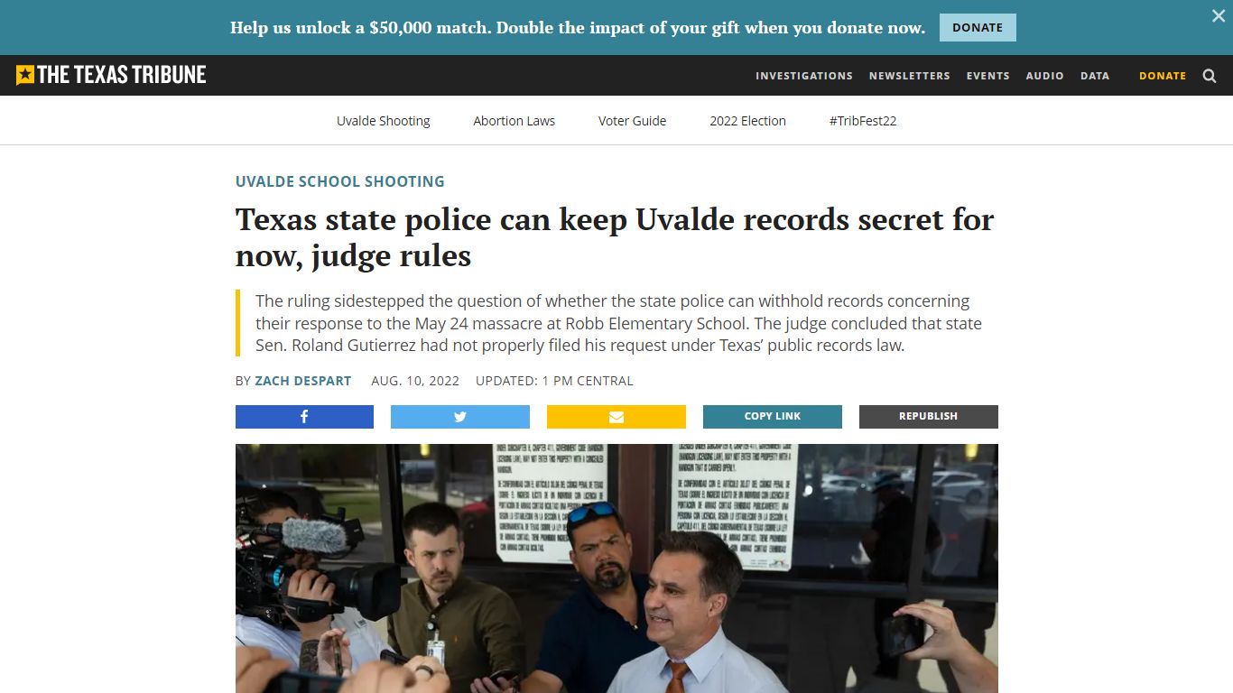 Texas state police can keep Uvalde records secret for now, judge rules ...